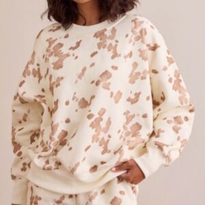 Altar’d State AS Revival NWT Cow Print Sweatshirt in Cream and Brown Size XS